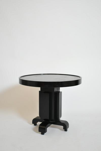 Round ebonised art deco geometric side table 1930s 