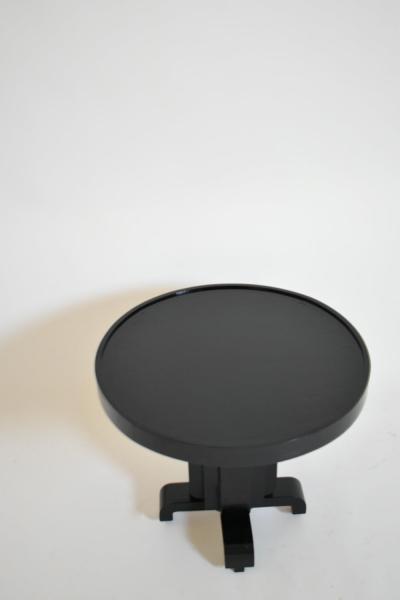 Round ebonised art deco geometric side table 1930s 