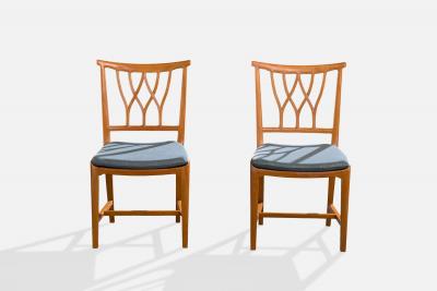 Runar Engblom Runar Engblom Dining Room Chairs with Birch and Velvet Sweden 1940s