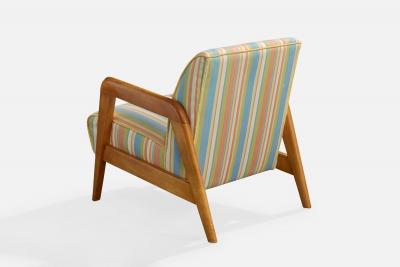 Russel Wright Russel Wright Attribution Lounge Chairs with Wood and Fabric USA 1940s