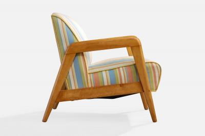 Russel Wright Russel Wright Attribution Lounge Chairs with Wood and Fabric USA 1940s