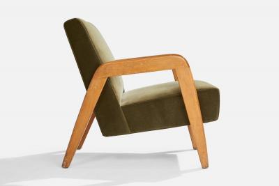 Russel Wright Russel Wright Attribution Lounge Chairs with Wood and Velvet USA 1940s
