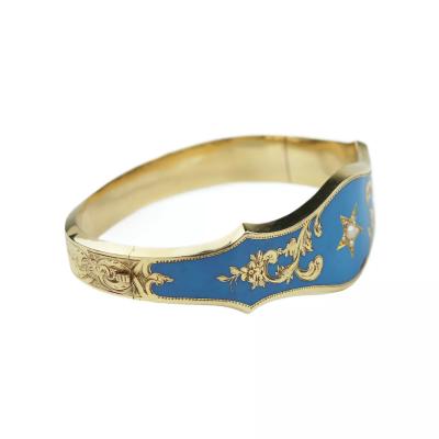 Russian Gold Bracelet With Turquoise Enamel And Pearls 19th Century