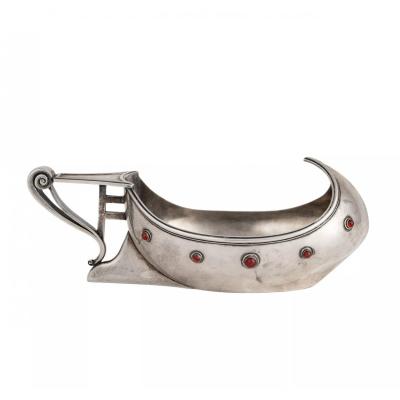 Russian Presentation Silver Kovsh In Art Nouveau Style Alexander Vyakova 