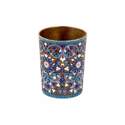 Russian Silver Cloisonne Shot Cup Gustav Klingert Russia Moscow 1893