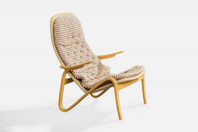 Sam Larsson Sam Larsson Lounge Chairs with Wood Canvas and Fabric Sweden 1970s