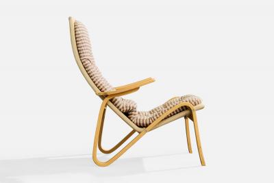 Sam Larsson Sam Larsson Lounge Chairs with Wood Canvas and Fabric Sweden 1970s