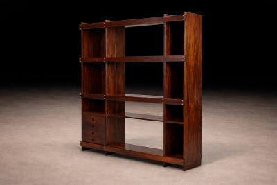 Sergio Rodrigues Brazilian Modern Bookshelf in Rosewood Sergio Rodrigues c 1968 Lot 387