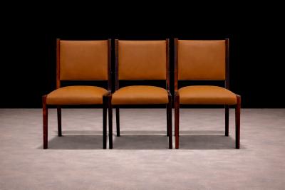 Sergio Rodrigues Dining Chairs in Rosewood Leather Sergio Rodrigues for Bloch Lot 291 883
