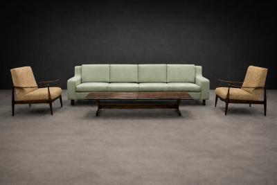 Sergio Rodrigues Sergio Rodrigues Caola Sofa in Rosewood and Green Fabric 1960s Lot 125