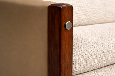Sergio Rodrigues Sergio Rodrigues Millor Sofa in Rosewood Leather Textured Fabric 1960s