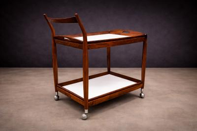 Sergio Rodrigues Sergio Rodrigues Rosewood Bar Cart with Removable Trays 1960s Lot 298A