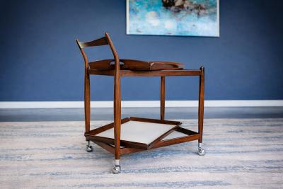 Sergio Rodrigues Sergio Rodrigues Rosewood Bar Cart with Removable Trays 1960s Lot 298A