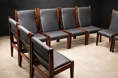 Sergio Rodrigues Set of 12 Chairs in Rosewood Leather Lot 200