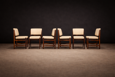 Sergio Rodrigues Set of 6 of Marco Chairs in Rosewood Leather Lot 128 586 813