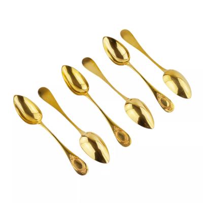 Set Of Six French Silver Gilt Teaspoons In The Louis XVI Style