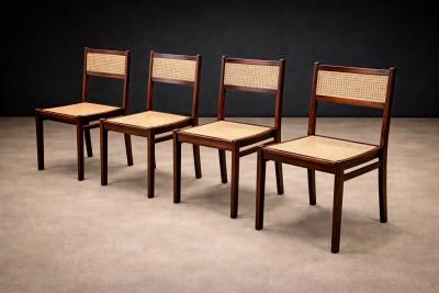 Set of 4 Dining Chairs in Rosewood Cane Unknown 1960s Lot 708
