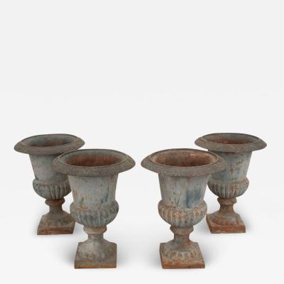 Set of 4 French 19th Century Iron Garden Urns