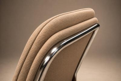 Set of 4 Percival Lafer Contempo Dining Chairs in Hardwood Chrome Chenille