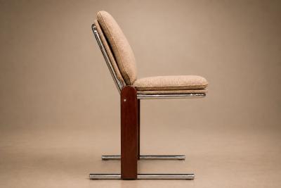 Set of 4 Percival Lafer Contempo Dining Chairs in Hardwood Chrome Chenille