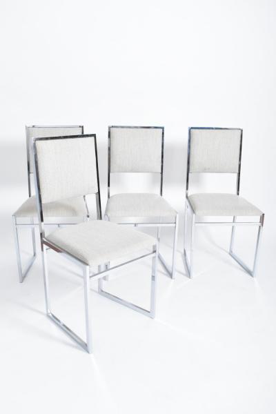 Set of 4 Willy Rizzo style chromed chairs 1970s 