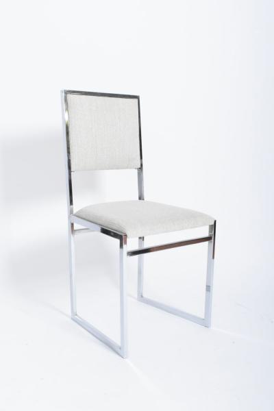 Set of 4 Willy Rizzo style chromed chairs 1970s 