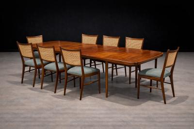 Set of Eight Dining Chairs in Caviuna Cane Sage Chenille 1960s Lot 221 876