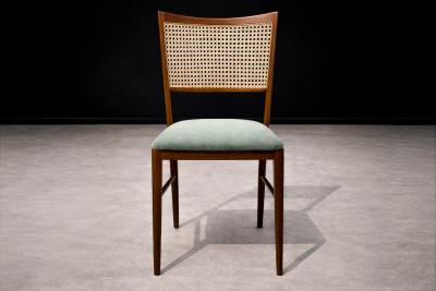 Set of Eight Dining Chairs in Caviuna Cane Sage Chenille 1960s Lot 221 876