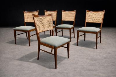 Set of Eight Dining Chairs in Caviuna Cane Sage Chenille 1960s Lot 221 876