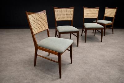 Set of Eight Dining Chairs in Caviuna Cane Sage Chenille 1960s Lot 221 876