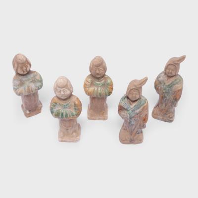 Set of Five Sancai Female Attendant Figures