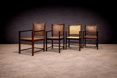 Set of Four Armchairs in Rosewood Caning Unknown 1960s Lot 79 186A