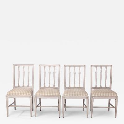Set of Four Swedish Painted Dining Chairs in the Gustavian Style