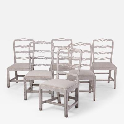 Set of Six Gustavian Period Painted Dining Chairs 19th c Swedish