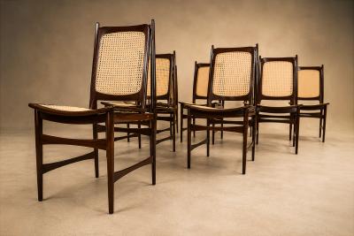 Set of Ten Brazilian Mid Century Dining Chairs by Alexandre Rapoport 1960s