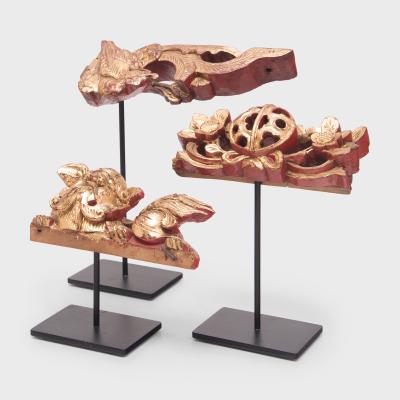 Set of Three Mythical Gilt Fragments