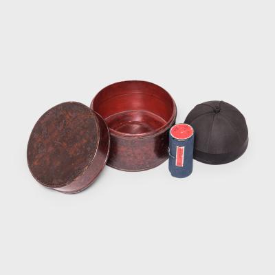 Silk Skull Cap with Gilt Lacquered Box