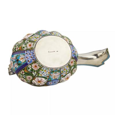 Silver Gilt Kovsh With Polychrome Enamels Pavel Ovtchinnikov Firm Russia