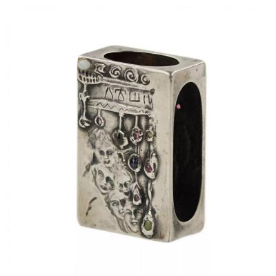 Silver Match Safe With The Image Of A Leshy In The Style Of Russian Art Nouveau