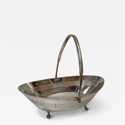 Silver Plate Oval Serving Basket with Handle