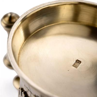 Silver Tea Glass Holder With Relief Medallions In The Neo Russian Style 