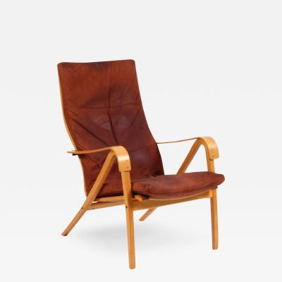 Simo Heikkil leather and bentwood Rimbo lounge chair