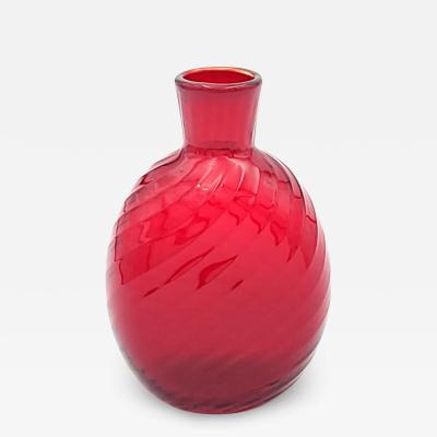 Small Red Glass Flask Vase marked Pairpoint U S A circa 1920