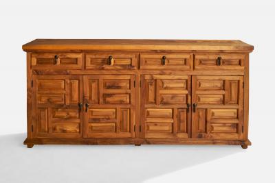 Spanish Designer Cabinet with Iron and Cypress Wood Spain 1970s