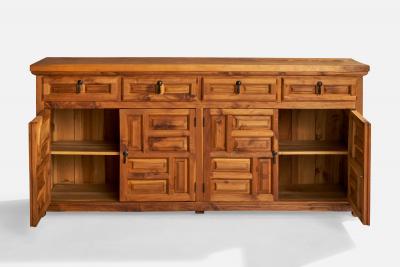 Spanish Designer Cabinet with Iron and Cypress Wood Spain 1970s