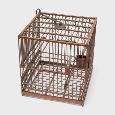 Square Bamboo Birdcage with Burl Inlay Cup