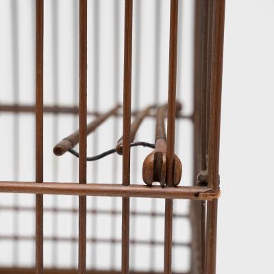 Square Bamboo Birdcage with Burl Inlay Cup