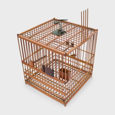 Square Bamboo Birdcage with Scroll Charm