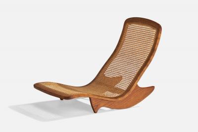 Steve Rieman Rocking Chaise Longue with Teak and Rattan USA 1976