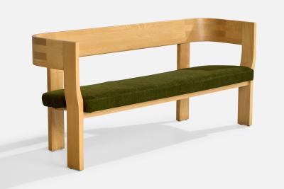 Stig Lonngren Bench with Birch and Velvet Sweden 1960s